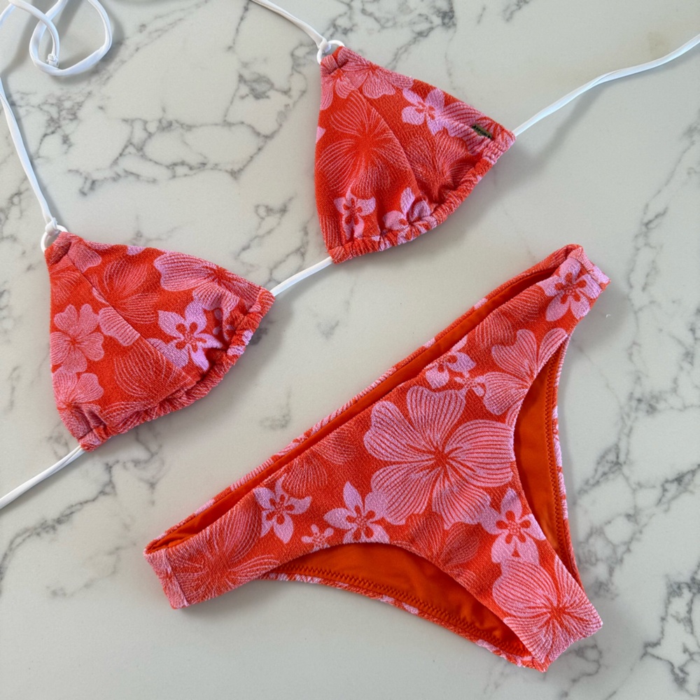 Rip Curl Aloha State Triangle Bikini SET - Pink / Orange - Size XXS/XS